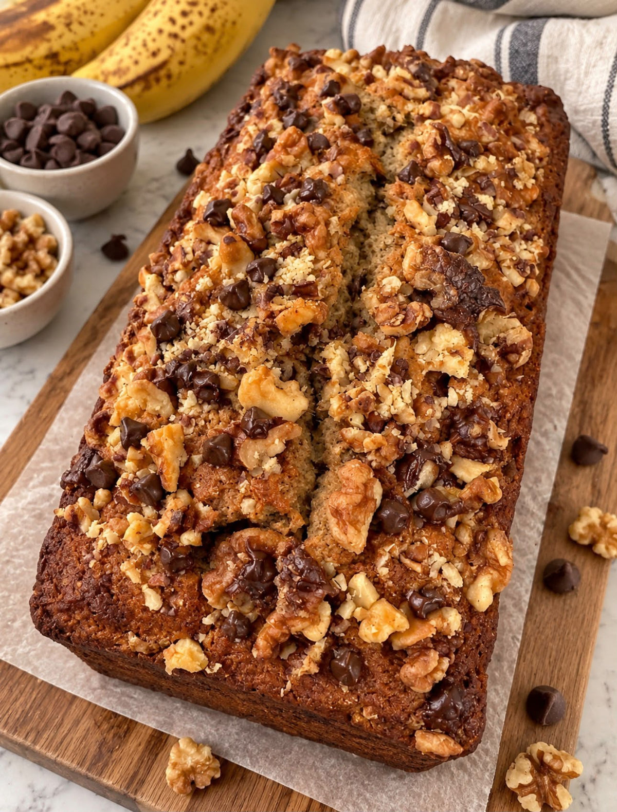 Chocolate Walnut Banana Loaf Cake