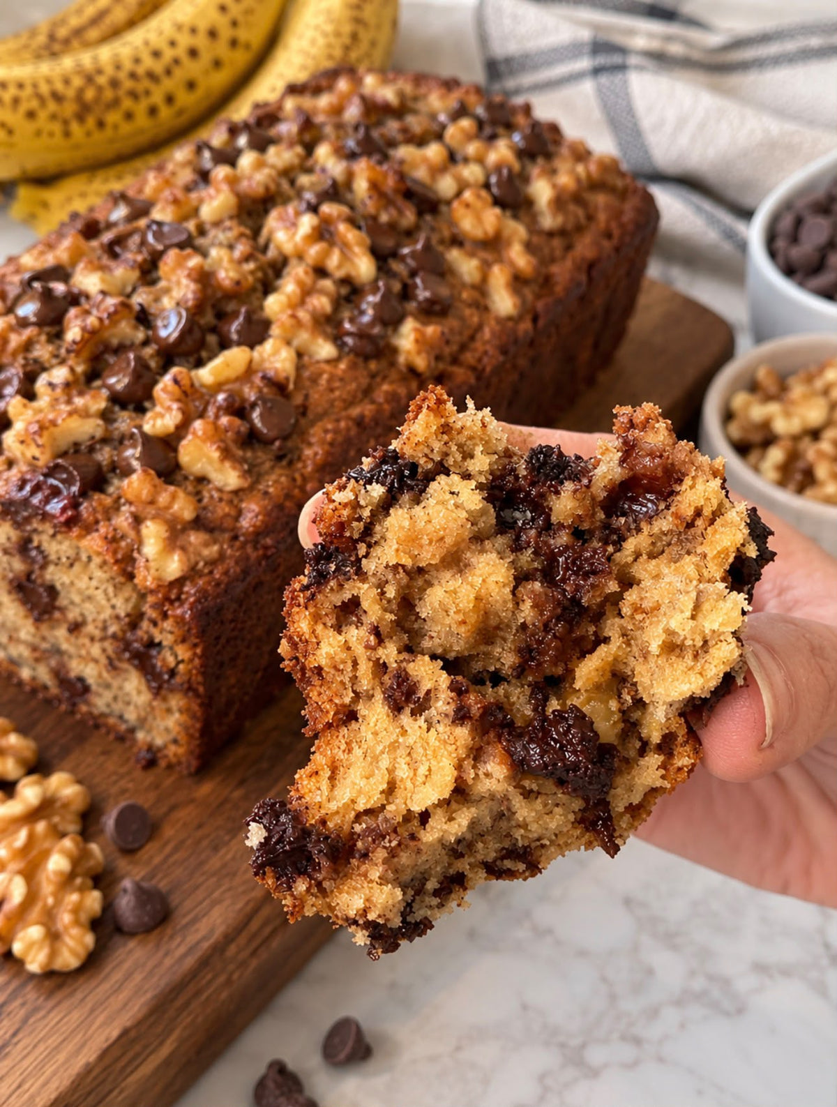 Chocolate Walnut Banana Loaf Cake